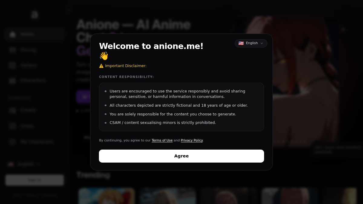 Anione Vista previa del sitio web