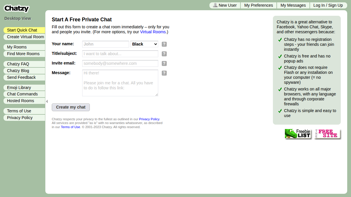 Chatzy Vista previa del sitio web