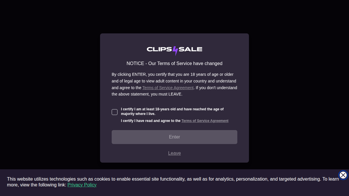 Clips4Sale Vista previa del sitio web