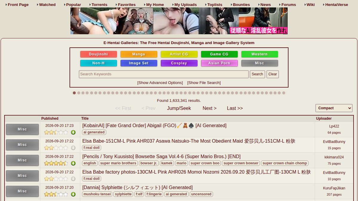 E-Hentai Vista previa del sitio web