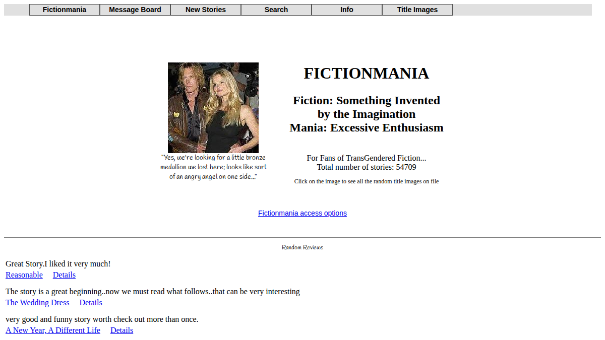 FictionMania Vista previa del sitio web