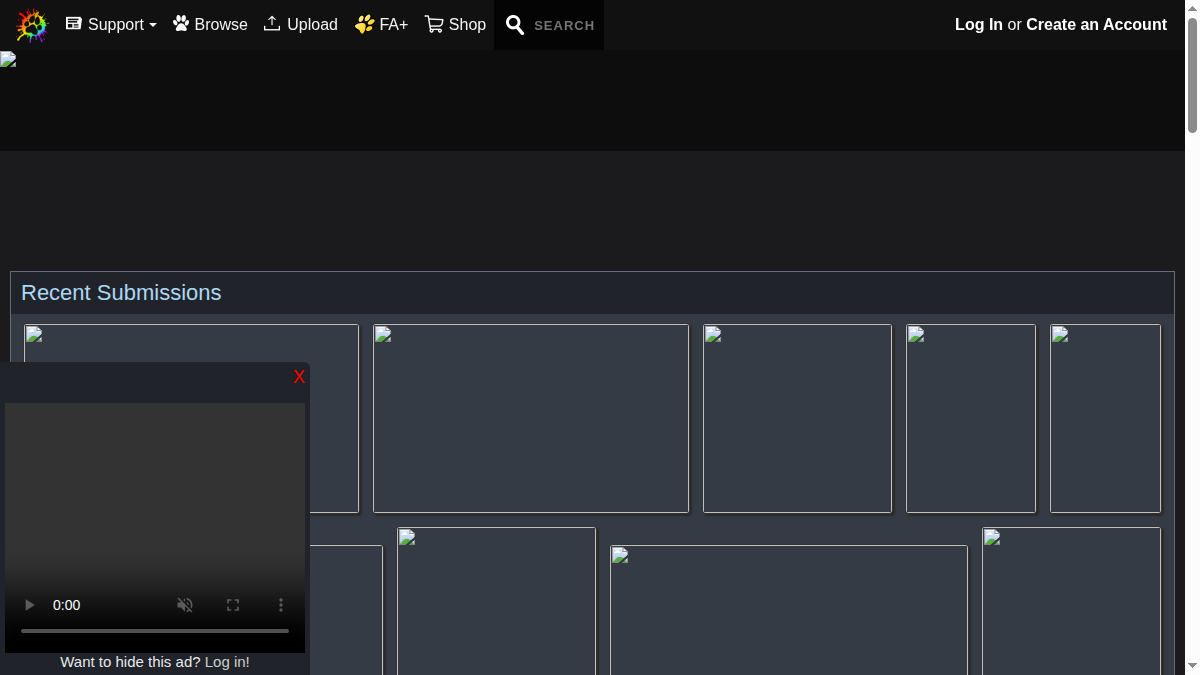 FurAffinity Vista previa del sitio web