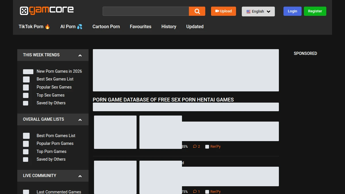 GamCore Vista previa del sitio web