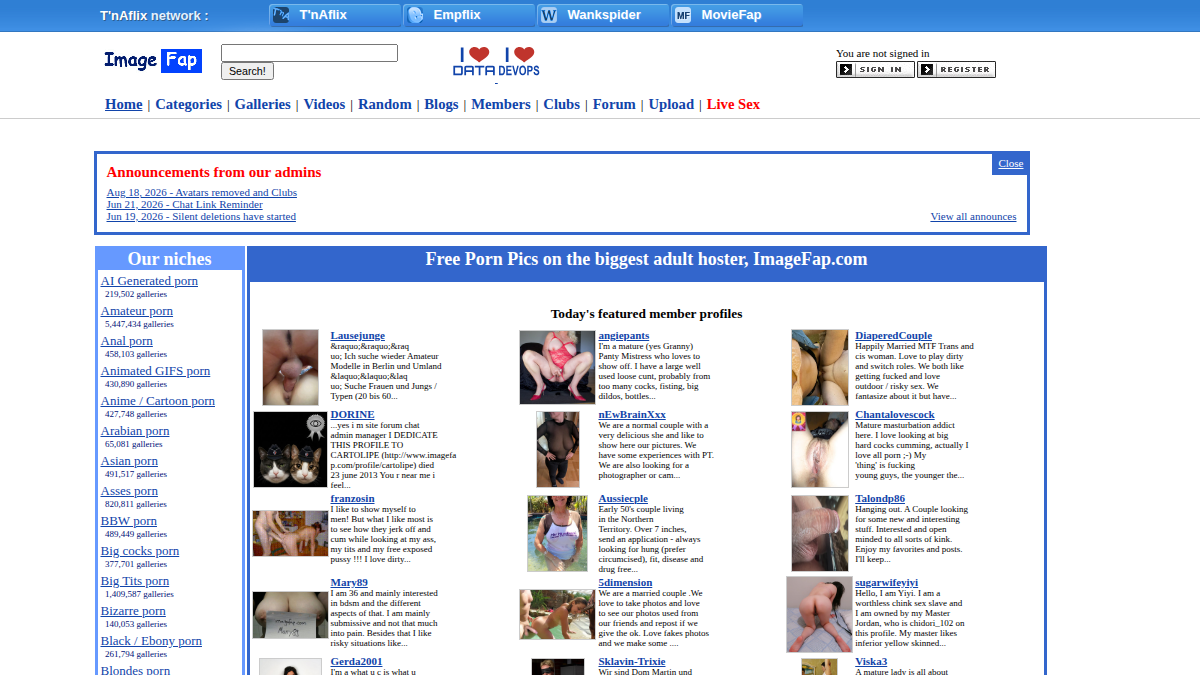 ImageFap Vista previa del sitio web