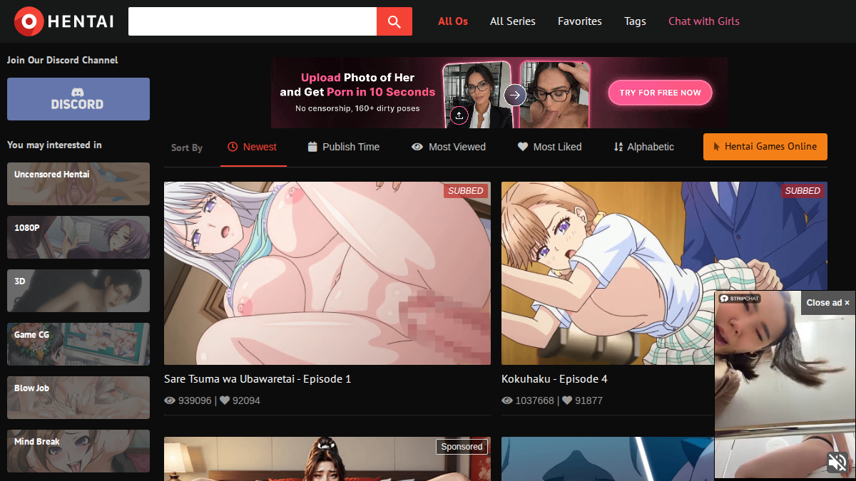 Ohentai Vista previa del sitio web