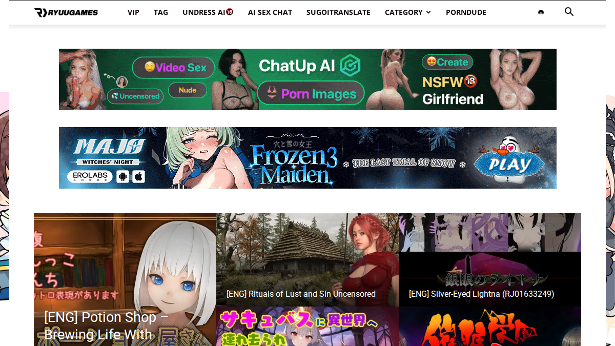 RyuuGames Vista previa del sitio web