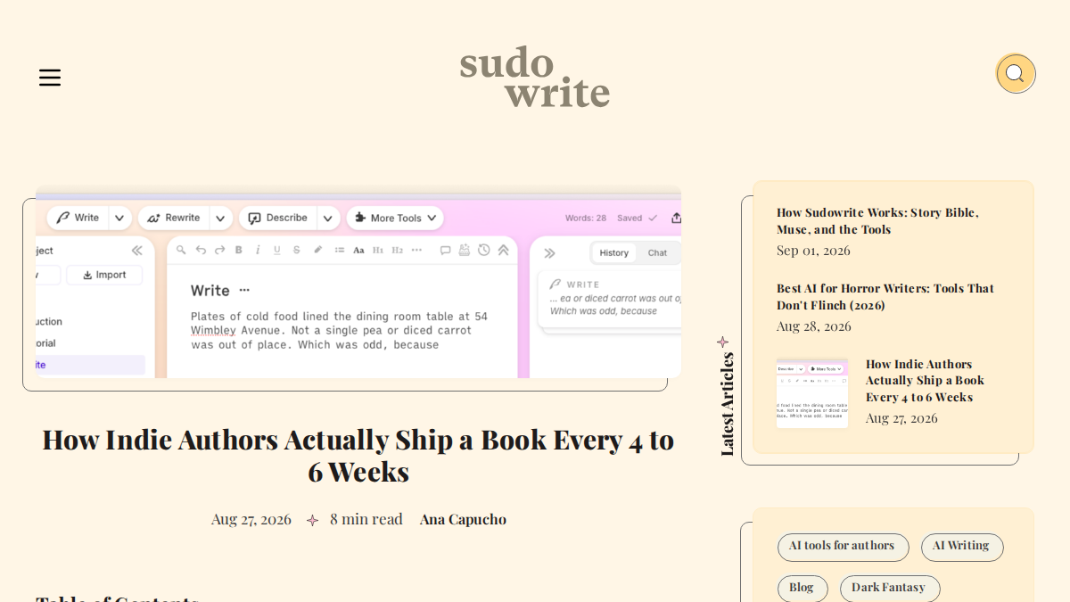 SudoWrite Vista previa del sitio web
