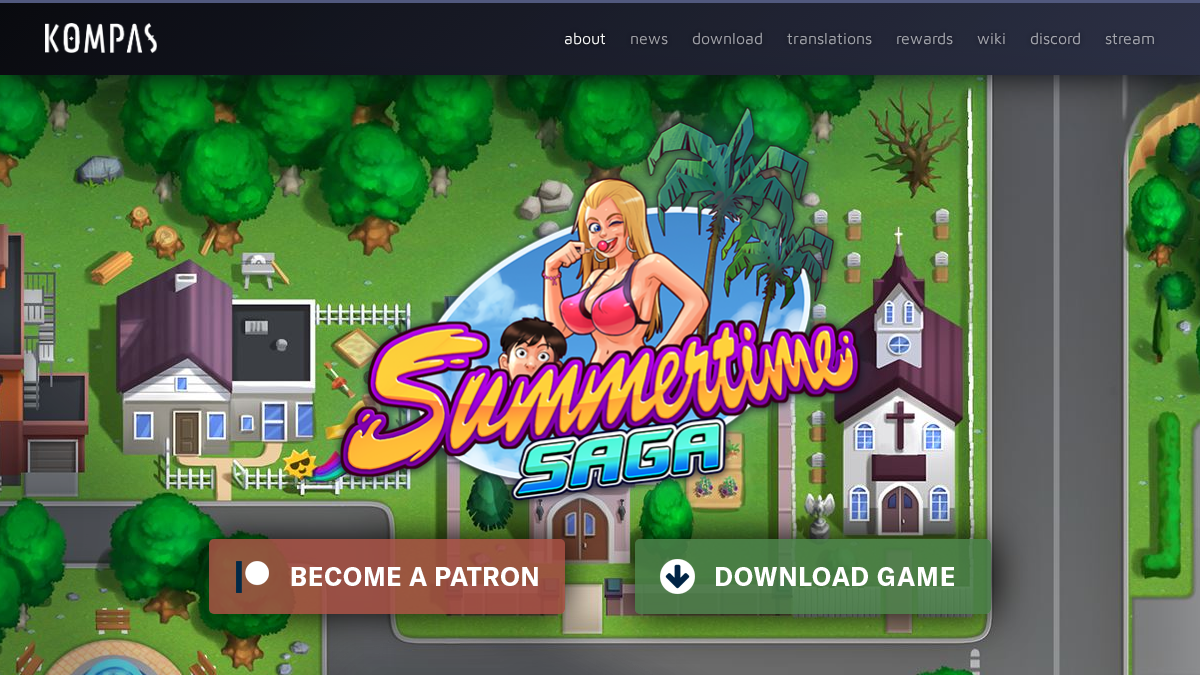 Summertime Saga Vista previa del sitio web