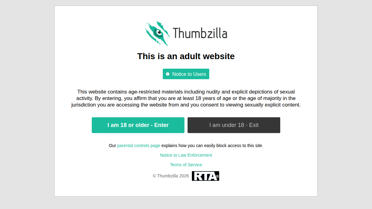 Thumbzilla Vista previa del sitio web