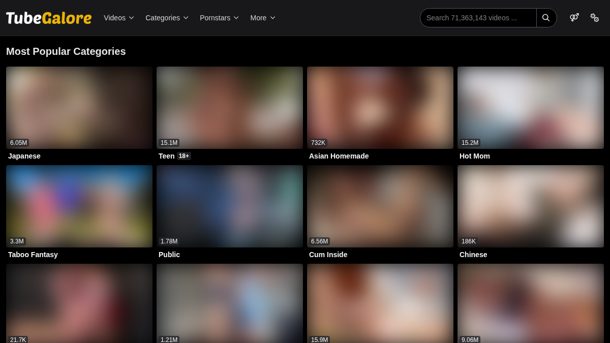 TubeGalore Vista previa del sitio web